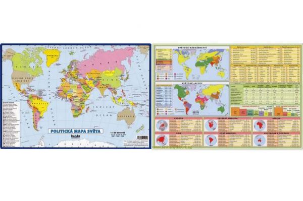 Politická mapa světa Kupka a kolektiv Petr (KOH-I-NOOR Tabulka Politická mapa světa A4)