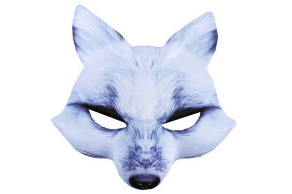 Maska/škraboška Bílá liška na gumičku (liščí maska)