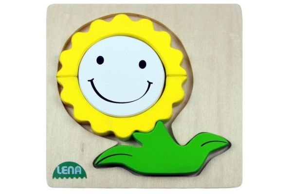 LENA Dřevěné puzzle Květinka (LENA 32137 Dřevěné puzzle Květinka ; vkládáčka ; dřevěná ; dřevo ; skládačka ; pro děti ; pro nejmenší ; květina ; kvitko ; kytka ; slunečnice ; kytička)