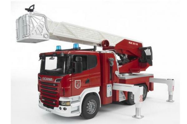Nákladní auto SCANIA Požární žebřík Bruder 3590 (BRUDER 03590 (3590)-SCANIA Požární auto žebřík (hasičské auto se žebříkem))