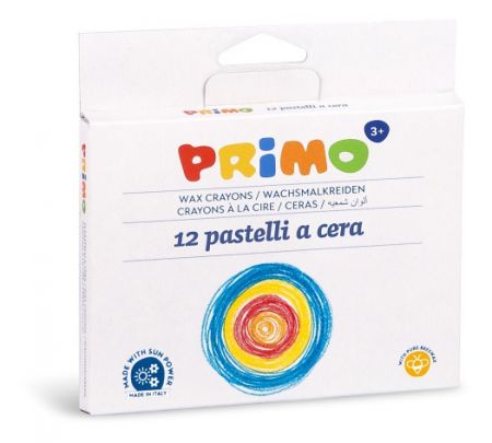Voskové pastelky PRIMO, 10,5 x 84mm, sada 12ks, blistr
