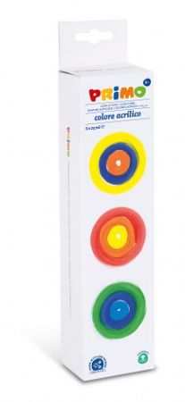 Akrylové barvy PRIMO, 6 x 25ml+ paleta, blistr