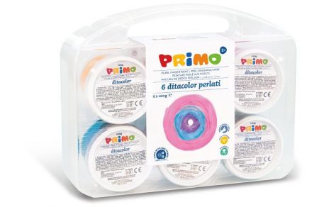 Prstové barvy perleťové PRIMO, 6x100g, PP box