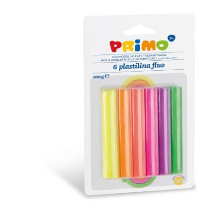 Plastelína PRIMO FLUO, 6 x 17g, mix barev