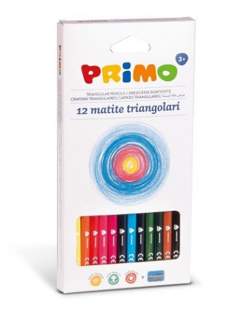 Pastelky trojboké PRIMO TRIS, tuha 3mm, 12ks + ořezávátko
