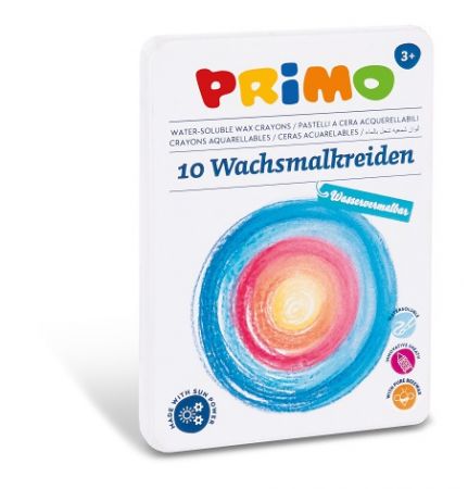 Voskové pastelky PRIMO, akvarelové, 9 x 80mm, vysouvací, plastový ergonomický obal, kovová