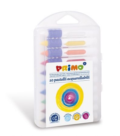 Voskové pastelky PRIMO, akvarelové, 9 x 80mm, vysouvací, plastový ergonomický obal, PP etu