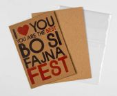 Přáníčko BeBechy - recyklovaný papír - I love you, you are the best, BO SI FAJNA FEST
