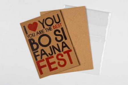 Přáníčko BeBechy - recyklovaný papír - I love you, you are the best, BO SI FAJNA FEST