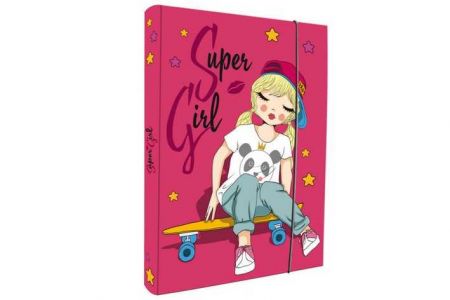 Box na sešity A4 s gumou SUPER GIRL 2019