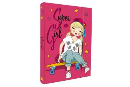 Box na sešity A5 s gumou SUPER GIRL 2019