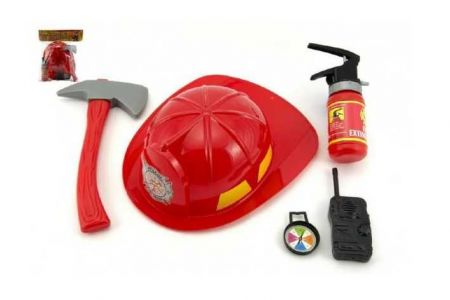 Hasičská sada helma/přilba +hasičák stříkací vodu