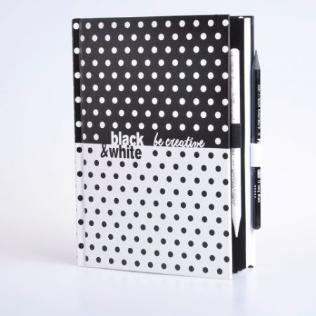 Black and white - A5 - kreativní notes - dots / BE001-2 / Baloušek tisk