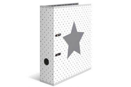 Pákový pořadač A4 7cm motiv Stars bílý hvězda a puntíky