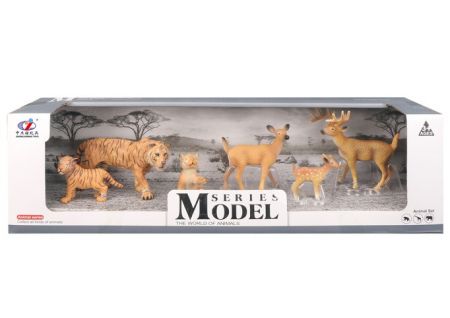 Sada Model Svět zvířat rodina tygrů a srnečků, 6 zvířátek