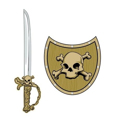 Meč a štít Pirat lebka