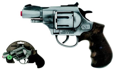 Policejní revolver Gold colection stříbrný kovový 12 ran