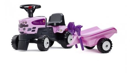 Odstrkovadlo - traktor Princess s volantem a valníkem, hrabič