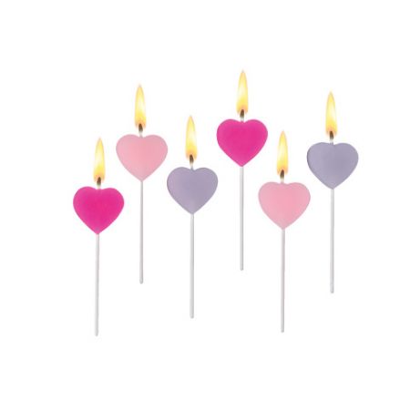 Dekorační svíčky 6ks, Srdce, 3 barvy (Herlitz)