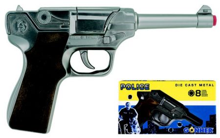 Policejní pistole stříbrná kovová 8 ran