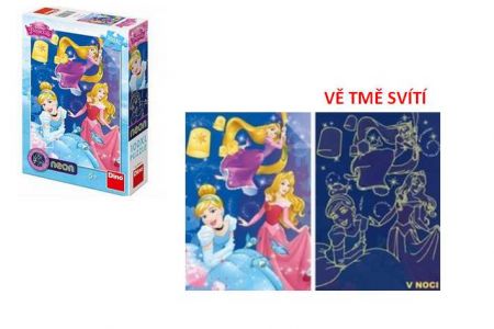 DINO Puzzle Disney Princezny neon 100 XL dílků