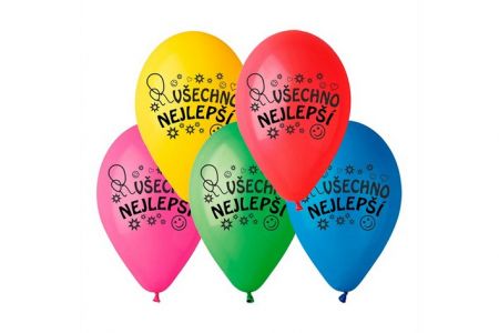 OB balónky G90 - 10 balónků s nápisem &quot;Všechno nejlepší&quot;
