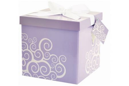 Dárková krabička skládací s mašlí M+ 17x17x17 cm fialová