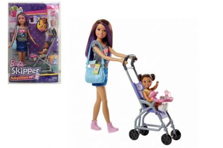 Mattel Barbie Chůva herní set s kočárkem