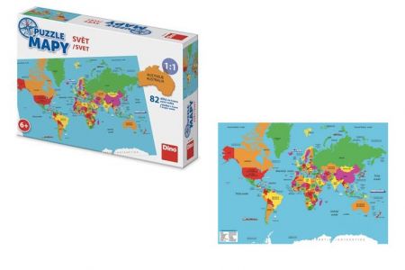 DINO Puzzle mapy Svět 82 dílků ve tvaru zemí 1:1