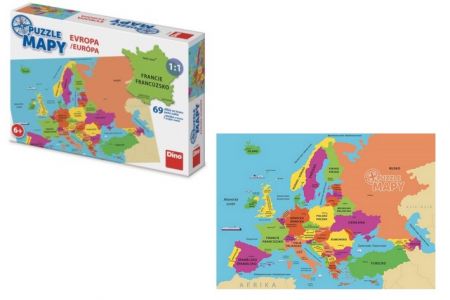 DINO Puzzle mapy Evropa 69 dílků ve tvaru zemí 1:1