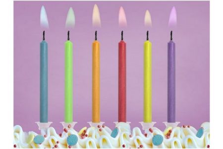 Svíčky narozeninové barevné plameny 6ks, 6cm