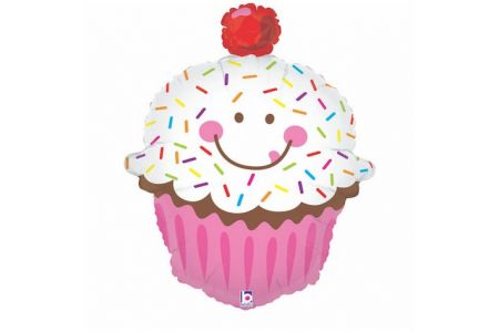 Balónek foliový 34&quot; Usměvavý Cupcake Betallic
