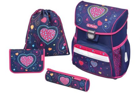 Školní aktovkový set LOOP Srdce 4-dílný HERLITZ (srdce modré) (školní taška batohový set)