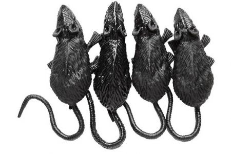 Černé plastové myšky 9cm - 4ks