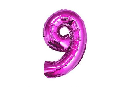 Balonek narozeniny foliový číslo 9 růžový 35cm
