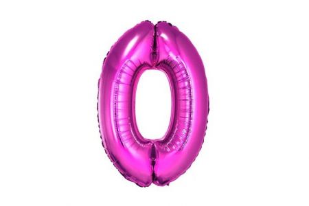 Balonek č. 0 růžový 35cm narozeniny foliový 