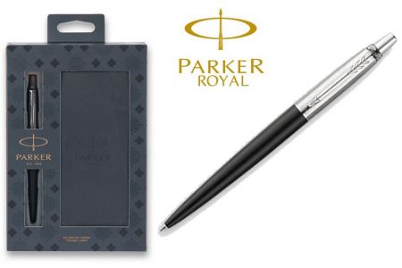 PARKER ROYAL Jotter Bond street black CT - kuličková tužka, dárková kazeta se zápisníkem