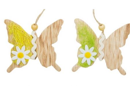 Dřevění motýli na zavěšení 8,5cm 2ks