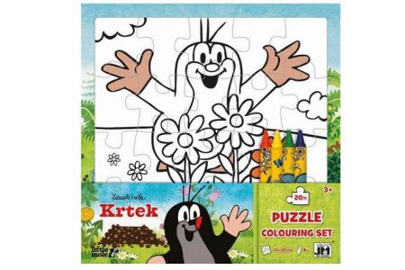 Omalovánky puzzle s voskovkami Krtek