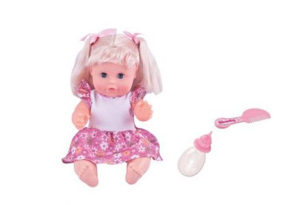 Panenka Bambolina s hřebínkem a kojeneckou lahvičkou 30 cm