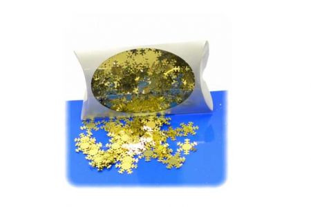 Konfety vločky zlaté 1,8cm v krabičce 20g