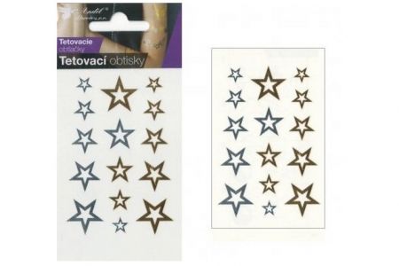 Tetovací obtisky zlaté a stříbrné 10,5x6cm hvězdy