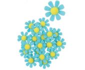 Dekorace květy z filcu s lepíkem 3,5cm 18 ks v balení 1.Modrá