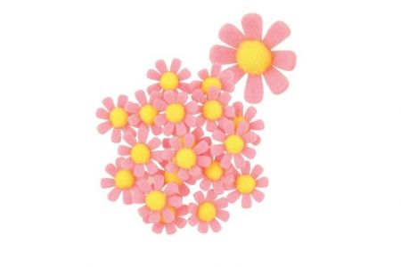 Dekorace květy z filcu s lepíkem 3,5cm 18 ks v balení 1.Růžová
