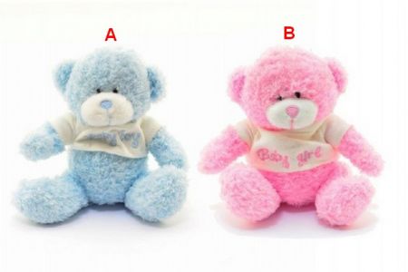 Medvěd v tričku růžový/modrý sedící plyš 12cm 2 druhy