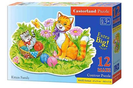 CASTORLAND 12 maxi puzzle B-120123 Puzzle Kočičí rodina MAXI 12 dílků