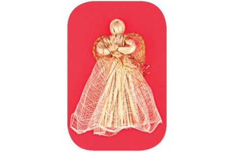 Anděl zlatý dekor se zvlněnou sukní 17cm