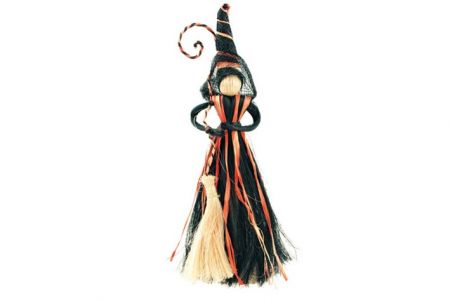 Čarodějnice s černooranžovou sukní 20cm