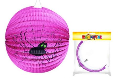 Lampion fialový s pavoukem Halloween koule