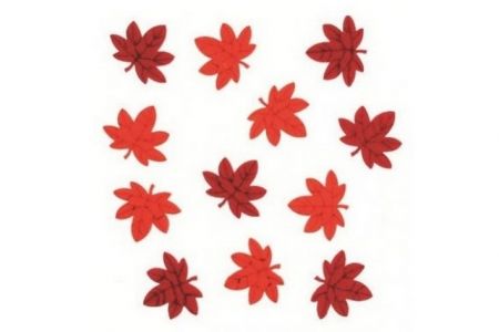 Javorové listy z filcu samolepicí 12ks v sáčku, 3cm